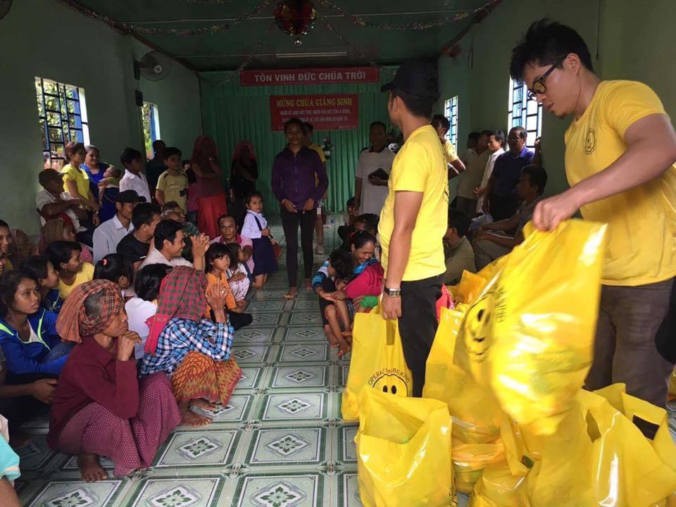 distribution of food bags for the elders
